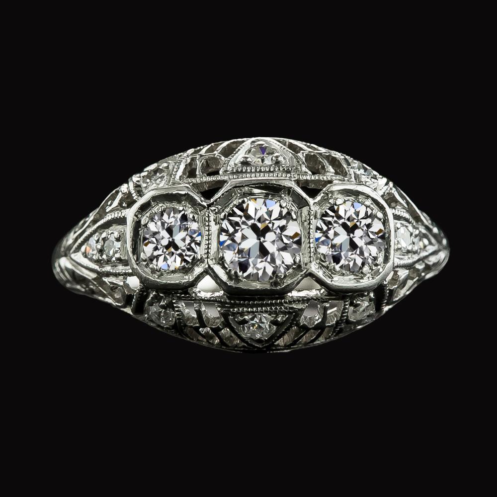 2 Karat Runder Alter Bergmann Diamant Jubiläumsring Vintage-Stil - harrychadent.ch