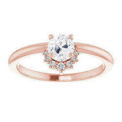 2 Karat runder alter Minenschliff Diamantring Krappenset Damenschmuck