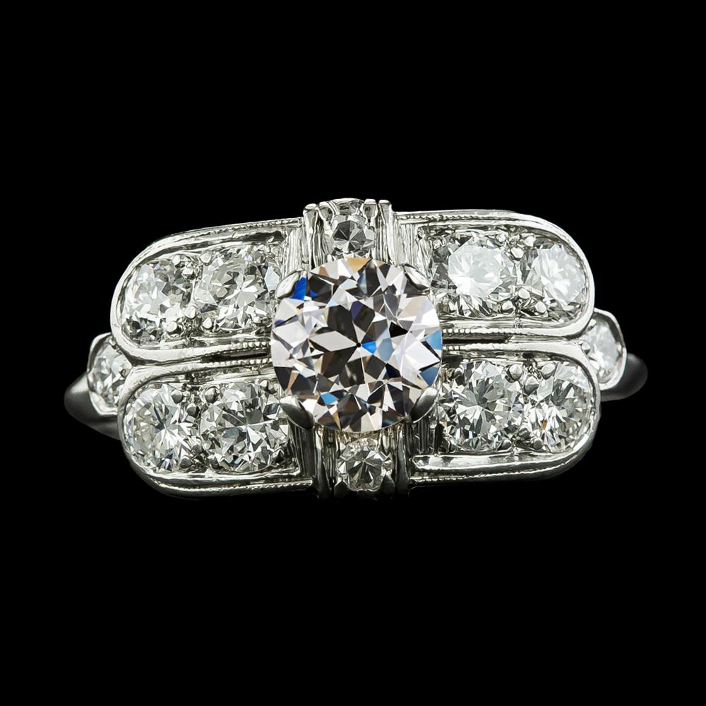 Ausgefallener Jubiläumsring runder alter Minenschliff Diamant Gold 10.50 Karat - harrychadent.ch