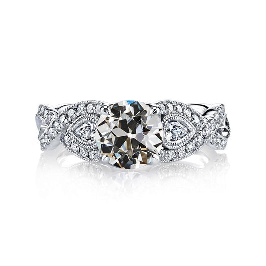 Birne Altschliff Diamant Ehering Milgrain Infinity Style 4 Karat - harrychadent.ch