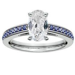 Blauer Saphir Old Cut Oval Diamant Ring 7 Karat Schmuck