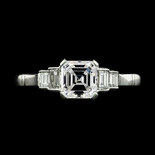 Damen Jubiläumsring Smaragd & Asscher Diamant 5 Stein 4,50 Karat - harrychadent.ch