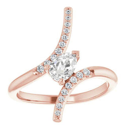 Damen Ring Birne alter Bergmann Diamant Twisted Shank 3 Karat