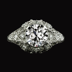 Damen Runder Altschliff Diamantring Milgrain Antique Style 4,25 Karat