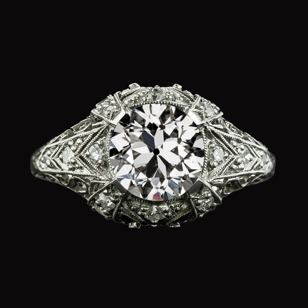 Damen Runder Altschliff Diamantring Milgrain Antique Style 4,25 Karat - harrychadent.ch