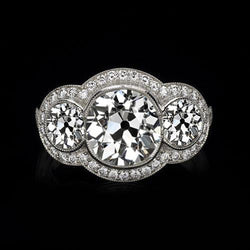 Diamant alter Bergmann Jubiläumsring 3 Karat Lünette Set Damen Goldschmuck