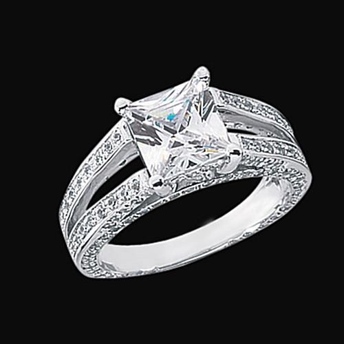 Diamant-Jubiläums-Ausgefallener Ring 3,51 Karat Prinzessin Diamant Gold Weiß
