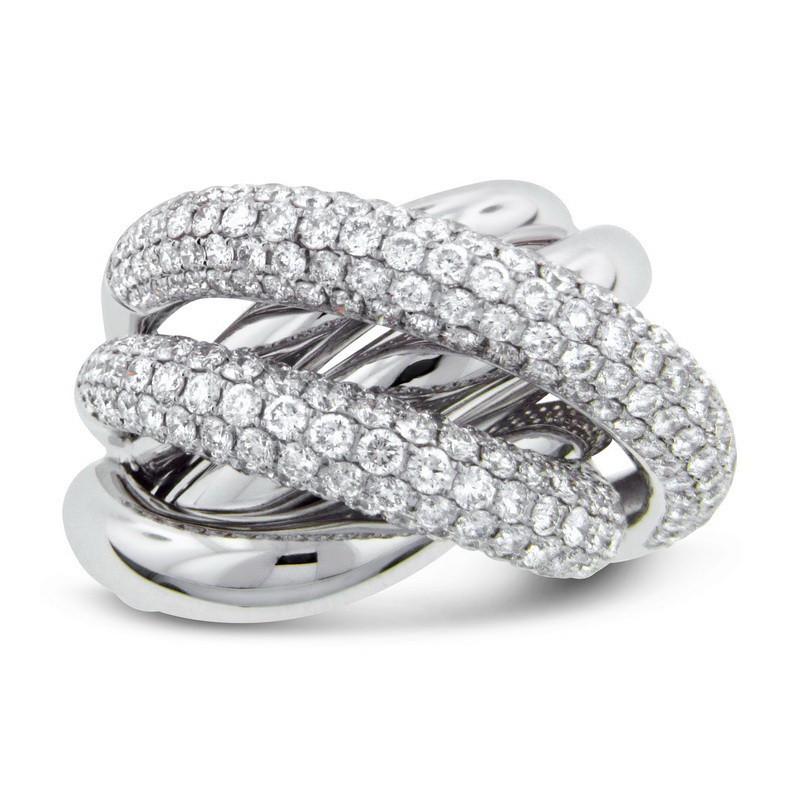 Diamanten-Verlobungs-Jubiläums-Fancy-Ring 4,18 Karat Weißgold 14K