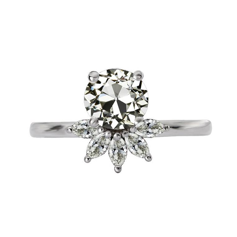 Ehering Marquise & runder Altschliff-Diamant 4,50 Karat - harrychadent.ch