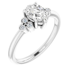 Ehering Oval alter Bergmann Diamant Krappen halbe Lünette Set 4 Karat
