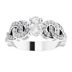 Ehering Oval Old Cut Diamant Knot Style Krappen Set 6 Karat