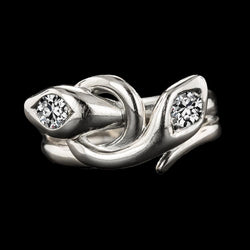 Ehering Rund Alter Minenschliff Diamant Schlangenstil 2 Karat