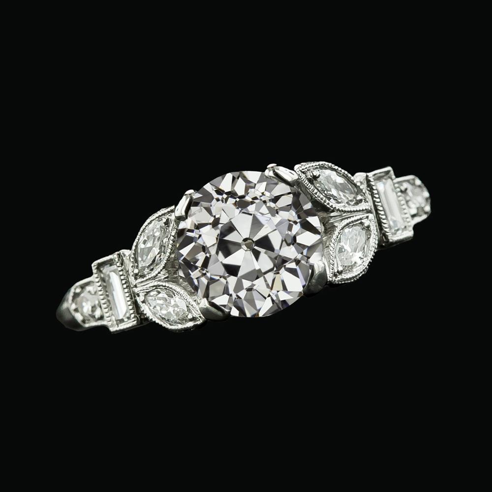 Ehering Runder Altschliff Marquise & Baguette Diamant 3,25 Karat - harrychadent.ch