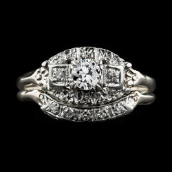 Ehering-Set Rund Alter Bergmann Diamant Antik-Stil 2 Karat