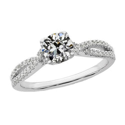 Gold Old Mine Cut Diamantring Twisted Shank 3,50 Karat Pave Set