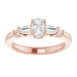 Jubiläumsring Oval alter Bergmann Diamants 5 Steine Krappen Set 3,65 Karat