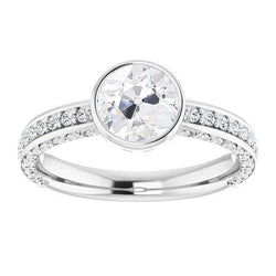 Jubiläumsring runder alter Minenschliff Diamant Lünette Set 3,50 Karat