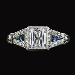 Lady's Smaragd Diamant Ring Trapezoid Saphire 5.50 Karat