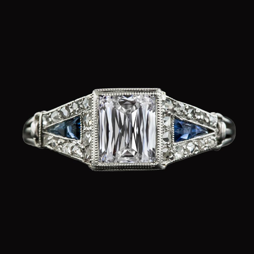 Lady's Smaragd Diamant Ring Trapezoid Saphire 5.50 Karat - harrychadent.ch