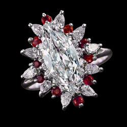 Marquise alter Bergmann Diamant & Burma Rubin Ring 9,25 Karat Star Style