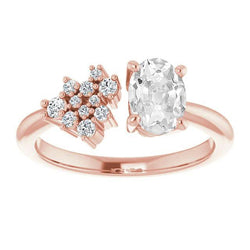 Ovaler alter Bergmann Diamant Ehering 4,25 Karat Roségold 14K