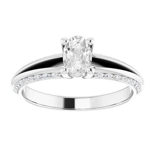 Ovaler alter Minenschliff Diamantring Krappenset 5,15 Karat geteilter Schaft - harrychadent.ch