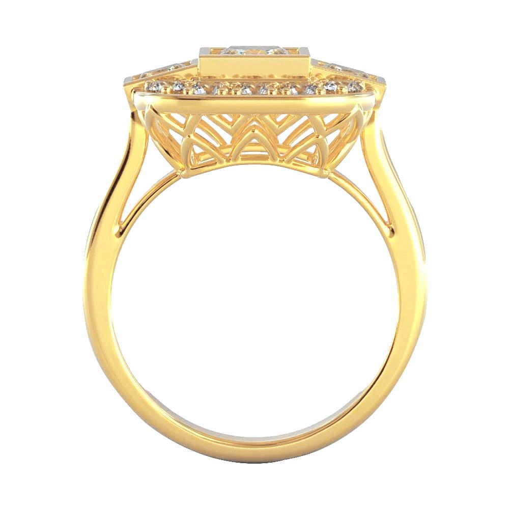 Ring mit Prinzessin und rundem Diamanten 2.15 Karat Gelbgold 18K - harrychadent.ch
