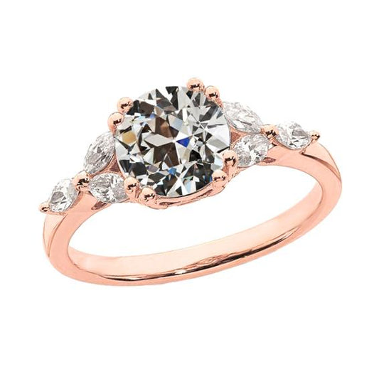 Roségold Marquise & Old Mine Cut Diamant Jubiläumsring 3.50 Karat - harrychadent.ch