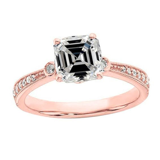 Runden & Asscher Diamant Damen Ehering 5 Karat Roségold - harrychadent.ch