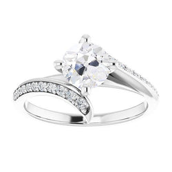 Runder alter Bergmann Diamant Ehering Krappen Twisted Style 3,50 Karat