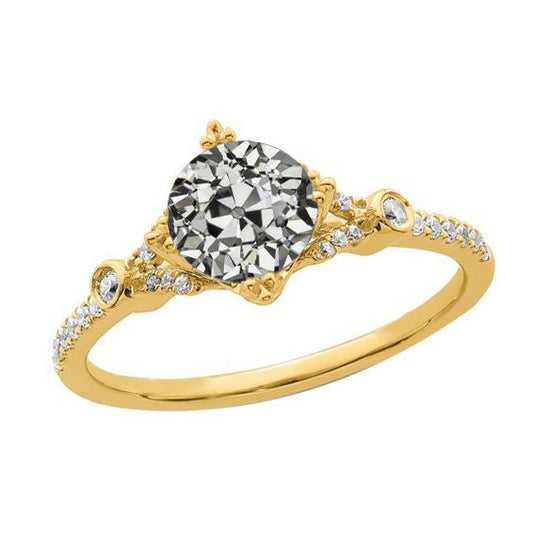 Runder alter Bergmann Diamantring 14K Gelbgold 3,75 Karat Schmuck - harrychadent.ch