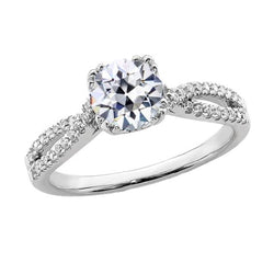 Runder alter Bergmann Diamantring 14K Gold Split Shank 4 Karat Schmuck