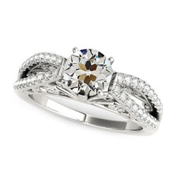 Runder alter Minenschliff Diamantring Gold Split Shank 4 Karat