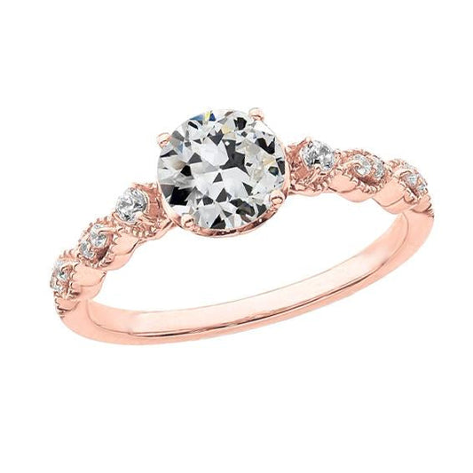 Runder alter Minenschliff Diamantring Krappenset Roségold 2,50 Karat - harrychadent.ch