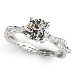 Runder alter Minenschliff Diamantring Twisted Shank 4 Karat Schmuck