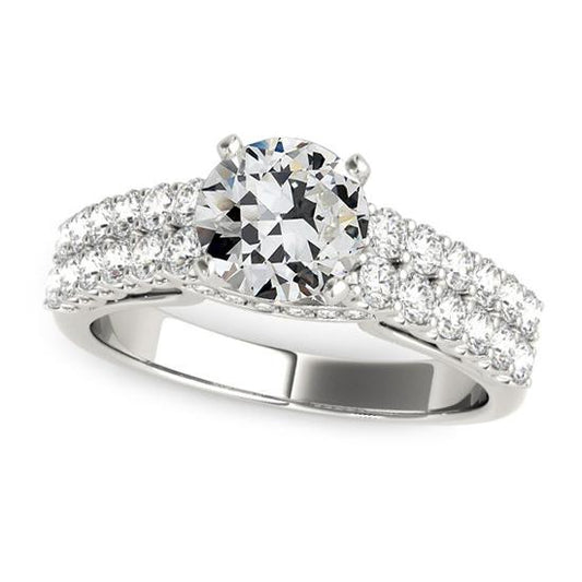 Runder alter Minenschliff Diamantring zweireihig Akzente 4,75 Karat - harrychadent.ch