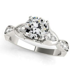 Runder Altschliff Diamant Damenring Krappenset Weißgold 3,25 Karat