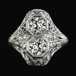Runder Altschliff Diamant Ehering Milgrain Antique Style 4,25 Karat