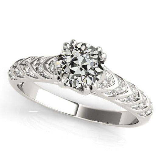 Runder Altschliff Diamantring im antiken Stil Weißgold 4,50 Karat - harrychadent.ch