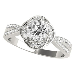 Runder Altschliff-Diamantring im Blumenstil mit konischem Schaft 4,75 Karat