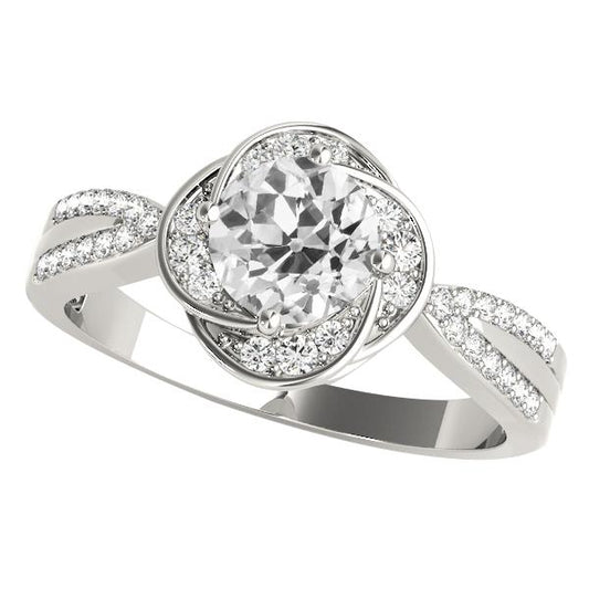 Runder Altschliff-Diamantring im Blumenstil mit konischem Schaft 4,75 Karat - harrychadent.ch