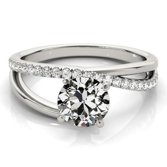 Runder Altschliff Diamantring Pave Set 3,75 Karat Split Shank - harrychadent.ch