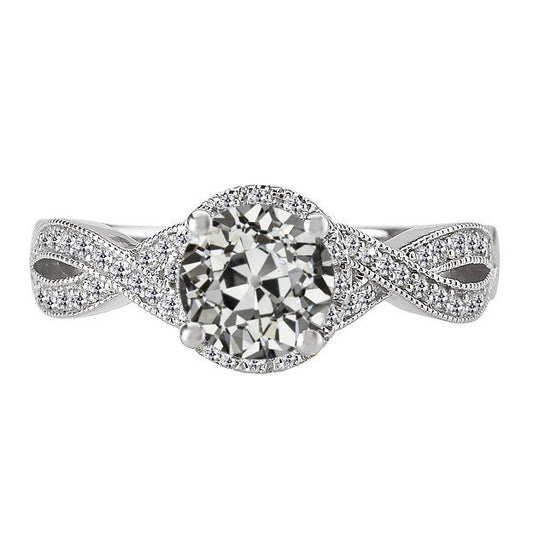 Runder Altschliff Diamantring Twisted Pave Set 4,50 Karat - harrychadent.ch