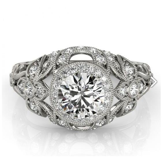 Runder Diamant-Verlobungs-Jubiläumsring im Vintage-Stil 2,0 ct. WG 14K