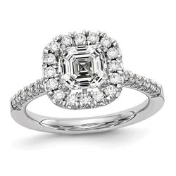 Runder Halo Asscher Diamant Ehering mit Akzenten 4,20 Karat Gold