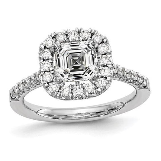 Runder Halo Asscher Diamant Ehering mit Akzenten 4,20 Karat Gold - harrychadent.ch