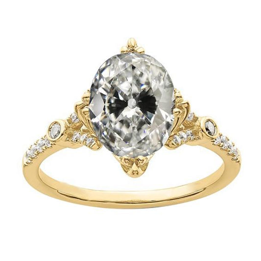 Runder & Ovaler alter Bergmann Diamantring Gelbgold Schmuck 5,50 Karat - harrychadent.ch