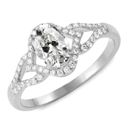 Runder & Ovaler Alter Minenschliff Diamant Fancy Ring Split Shank 7 Karat