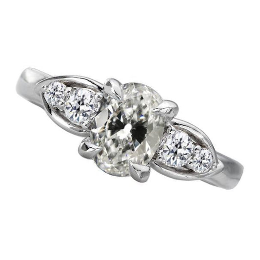 Runder & Ovaler alter Minenschliff Diamantring Damenschmuck 5.50 Karat - harrychadent.ch