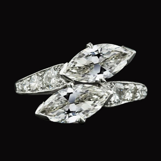 Toi Et Moi Runden & Marquise alter Bergmann Damen-Diamantring 9.50 Karat - harrychadent.ch